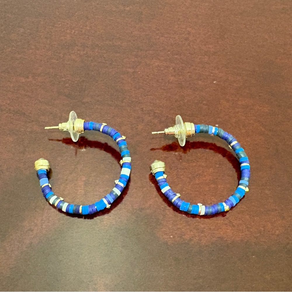 Kendra Scott Blue and Gold Hoop Earrings